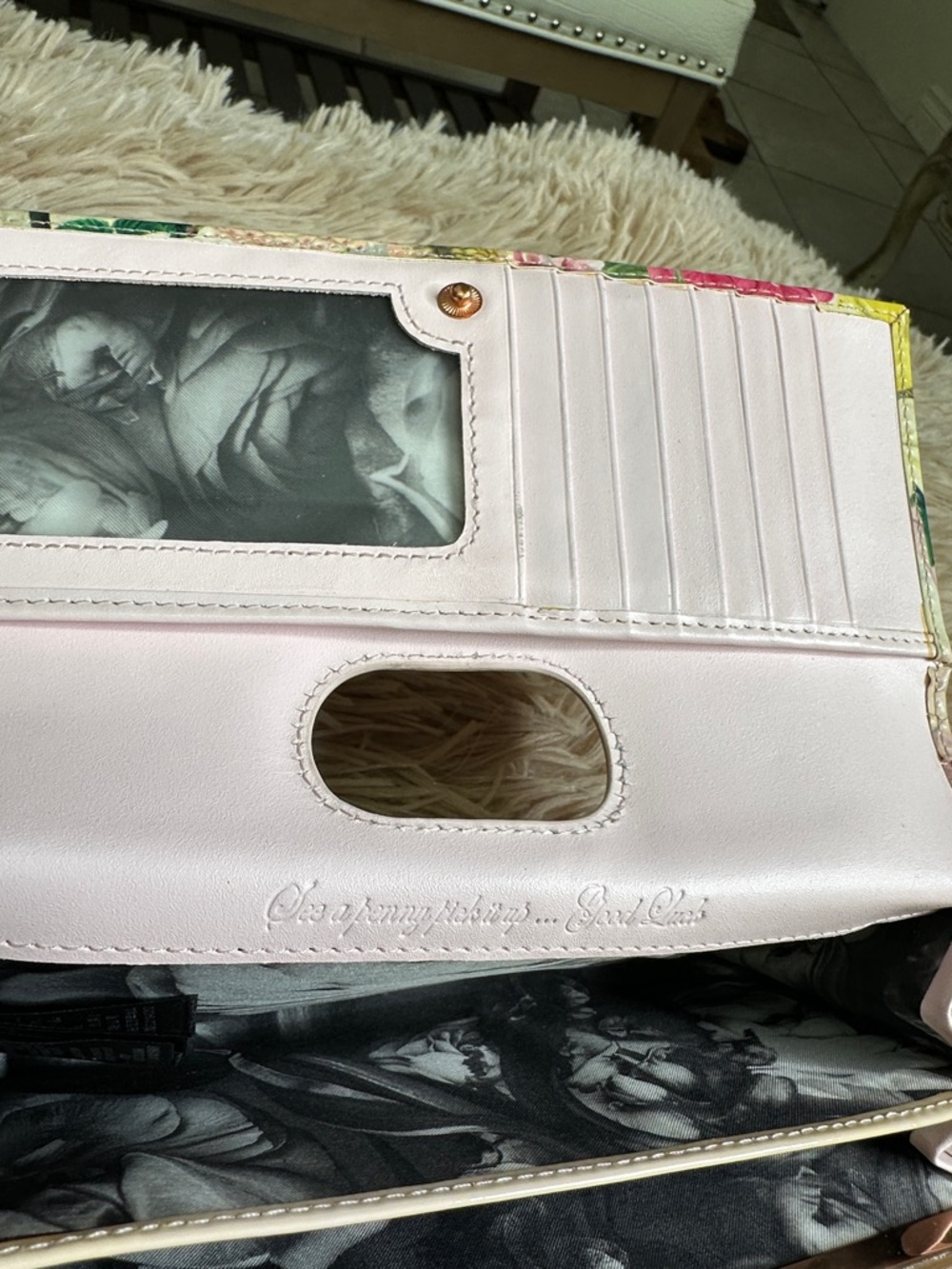 Ted Baker Floral Kiss-Lock Wallet in Pink and Green - Picture 7 of 14